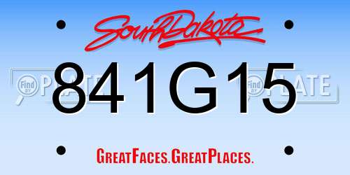 841G15 South Dakota License Plate