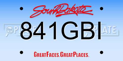 841GBI South Dakota License Plate