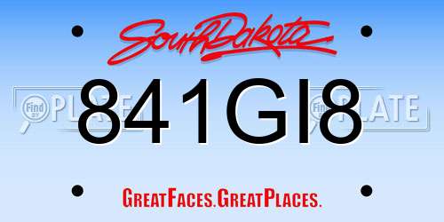 841GI8 South Dakota License Plate