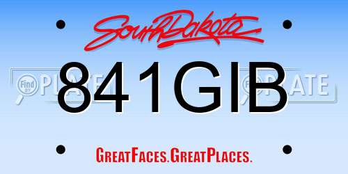 841GIB South Dakota License Plate
