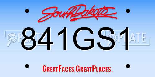 841GS1 South Dakota License Plate
