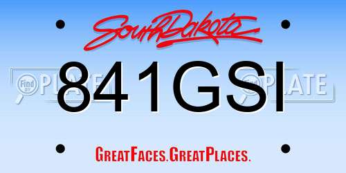 841GSI South Dakota License Plate