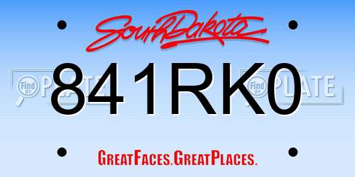 841RK0 South Dakota License Plate
