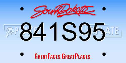 841S95 South Dakota License Plate