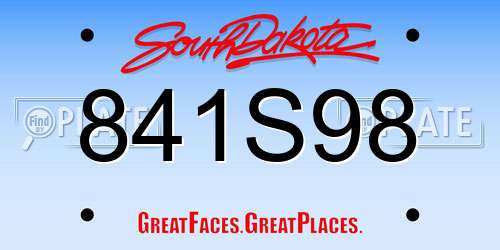 841S98 South Dakota License Plate