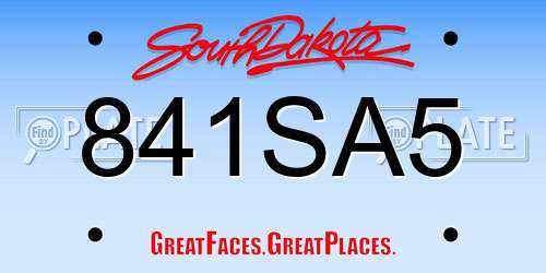 841SA5 South Dakota License Plate
