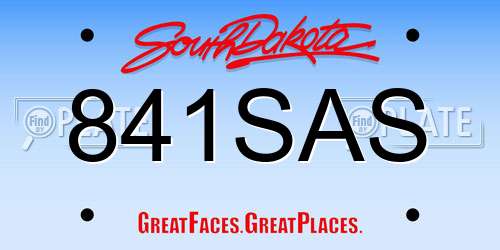 841SAS South Dakota License Plate