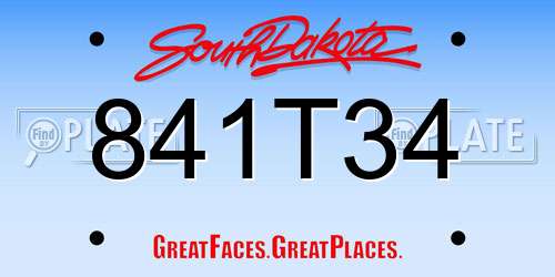 841T34 South Dakota License Plate