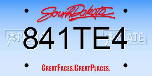 841TE4 South Dakota License Plate