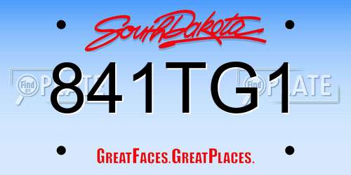841TG1 South Dakota License Plate