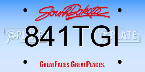 841TGI South Dakota License Plate