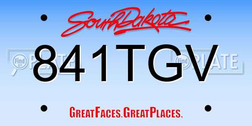 841TGV South Dakota License Plate