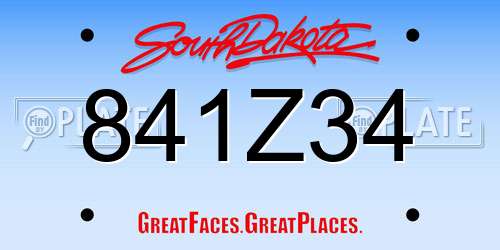 841Z34 South Dakota License Plate