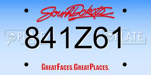 841Z61 South Dakota License Plate
