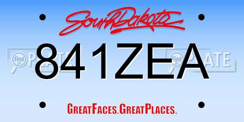 841ZEA South Dakota License Plate