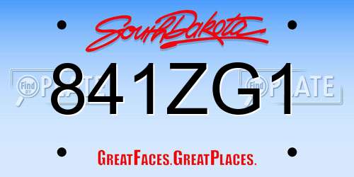841ZG1 South Dakota License Plate