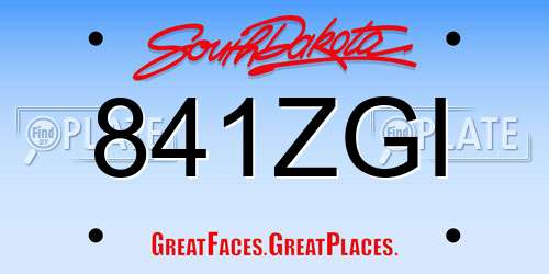 841ZGI South Dakota License Plate