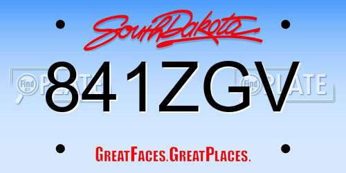 841ZGV South Dakota License Plate