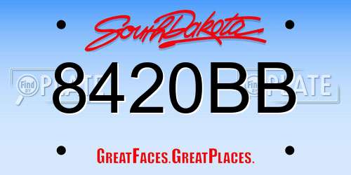 8420BB South Dakota License Plate