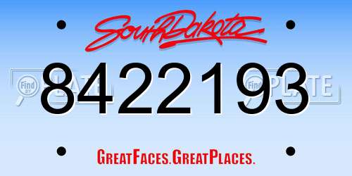8422193 South Dakota License Plate