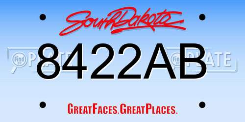 8422AB South Dakota License Plate