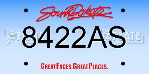 8422AS South Dakota License Plate