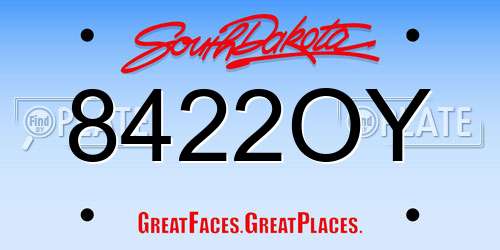 8422OY South Dakota License Plate
