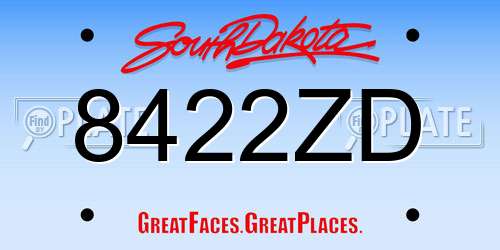 8422ZD South Dakota License Plate