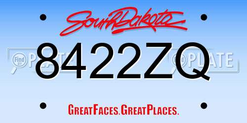 8422ZQ South Dakota License Plate