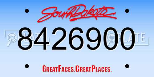 8426900 South Dakota License Plate