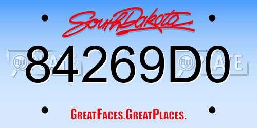 84269D0 South Dakota License Plate