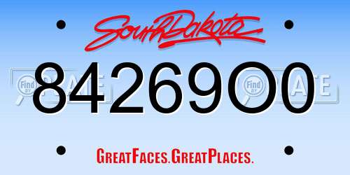 84269O0 South Dakota License Plate
