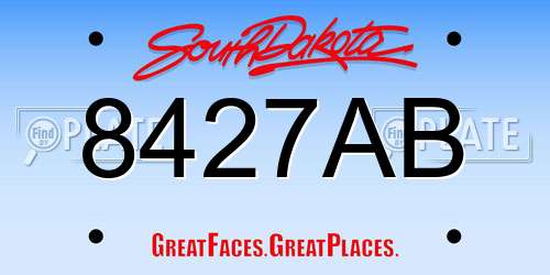 8427AB South Dakota License Plate