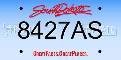 8427AS South Dakota License Plate