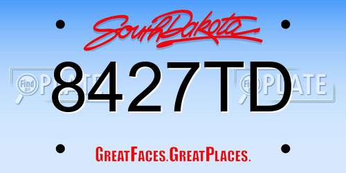8427TD South Dakota License Plate