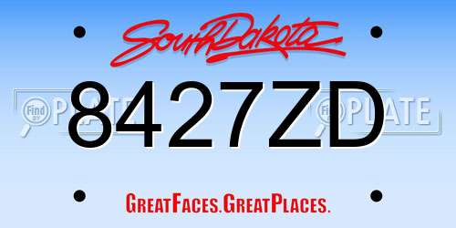 8427ZD South Dakota License Plate