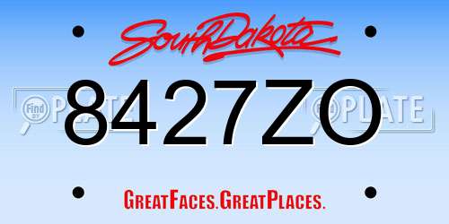 8427ZO South Dakota License Plate