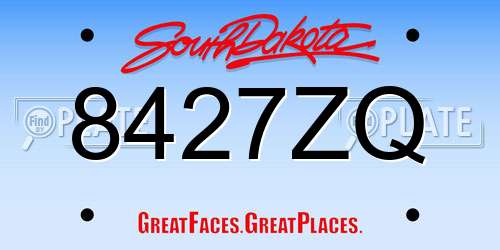 8427ZQ South Dakota License Plate
