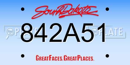 842A51 South Dakota License Plate