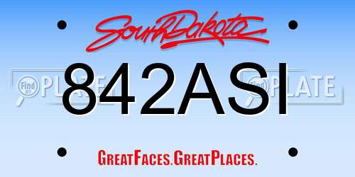 842ASI South Dakota License Plate