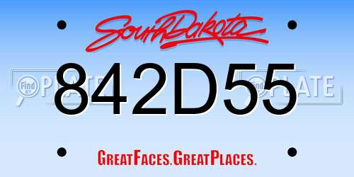 842D55 South Dakota License Plate