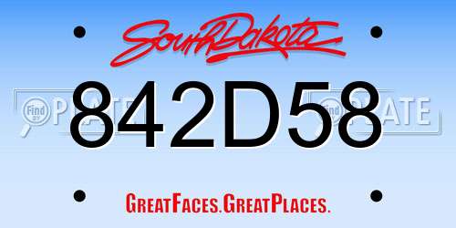 842D58 South Dakota License Plate