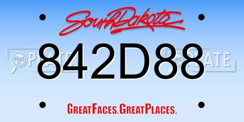 842D88 South Dakota License Plate
