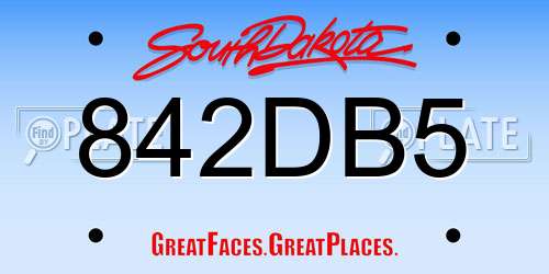 842DB5 South Dakota License Plate