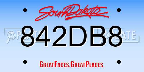 842DB8 South Dakota License Plate