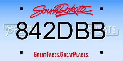 842DBB South Dakota License Plate