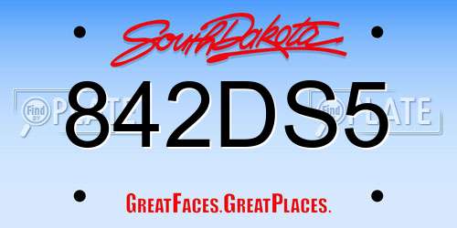 842DS5 South Dakota License Plate