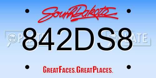 842DS8 South Dakota License Plate