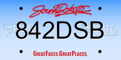 842DSB South Dakota License Plate