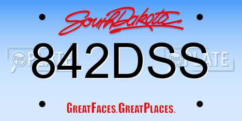 842DSS South Dakota License Plate